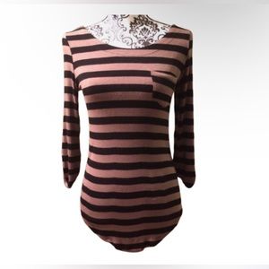 Brown and Black Striped Top